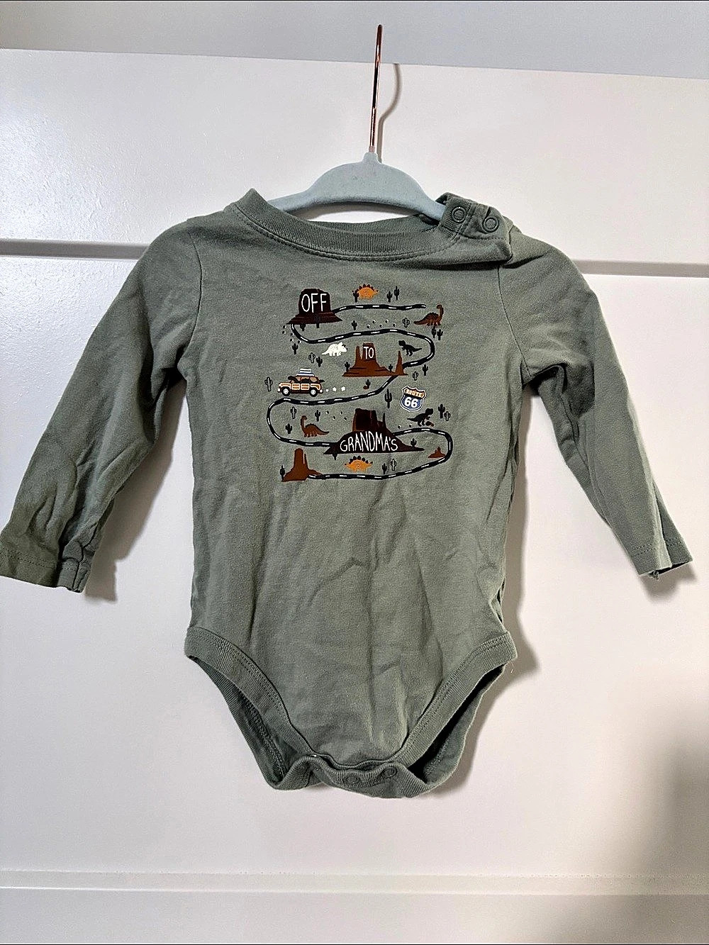 Granimals Off To Grandma's Route 65 Baby Bodysuit Long Sleeve Size 9M Green